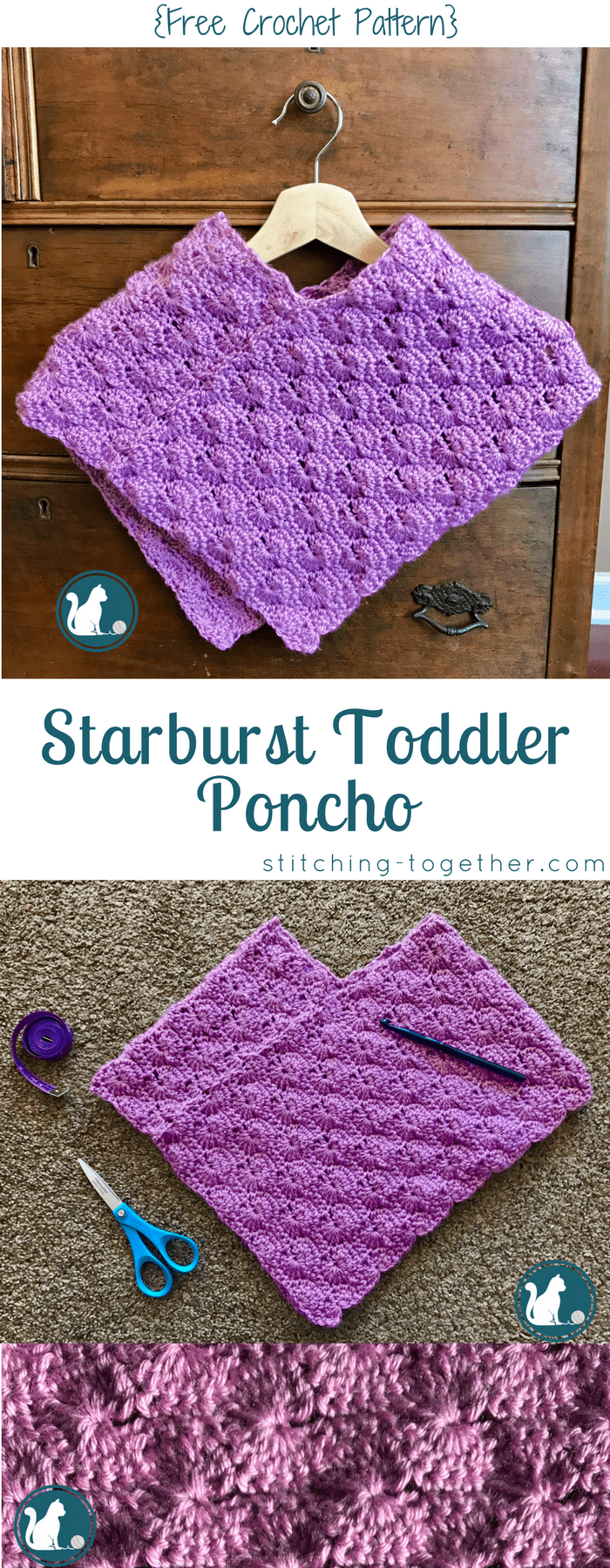 Starburst Toddler Poncho {Free Crochet Pattern} Stitching Together