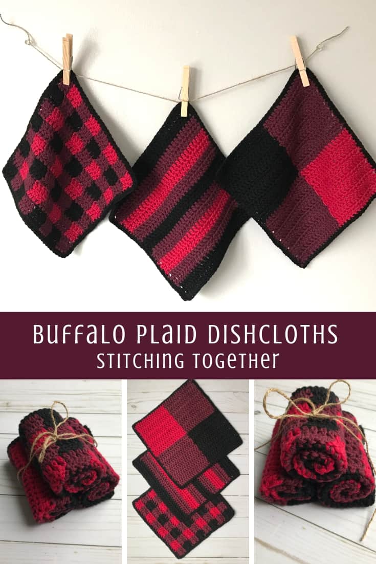 Buffalo Plaid Crochet Dishcloth Set