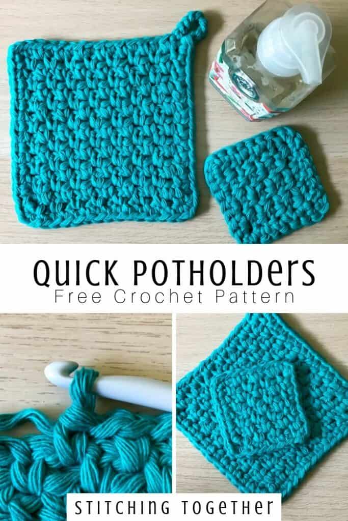 Easy Crochet Potholder (Wait until you see this yarn!) - Stitching Together