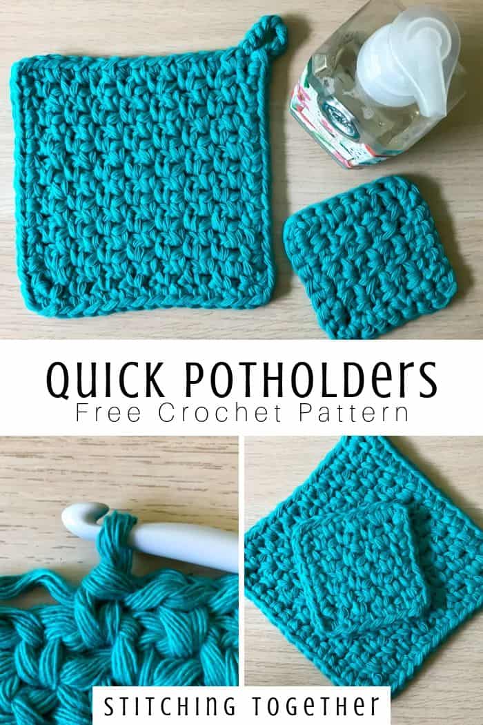 Pot Holders, Crochet Pot Holders, Kitchen Pot Holder, Blue Green
